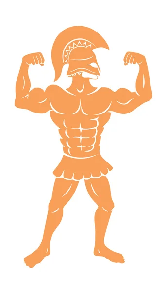 Silhouette guerrier orange — Image vectorielle