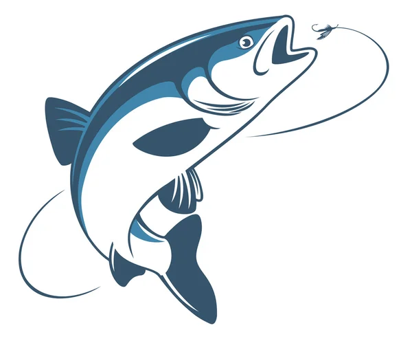 Tloušť ryba a háčkem — Stockový vektor