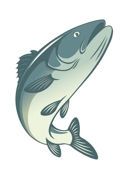 Balık bas siluet — Stok Vektör