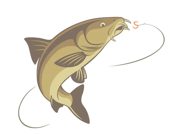 Barbo y gancho de pescado — Vector de stock