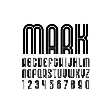 Moda Yazıtipi. Yeni Deco Alfabesi, sizin için renkli harfler tasarım, vektör illüstrasyonu.