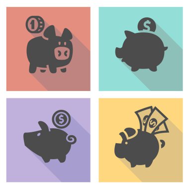 Siyah domuz kumbarası seti, vektör eps10