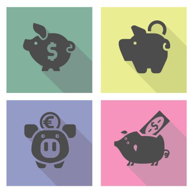 Siyah domuz kumbarası seti, vektör eps10