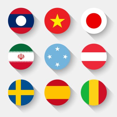 Flags of the world, round buttons clipart