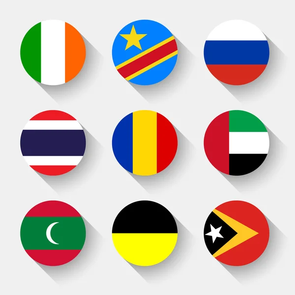 Bandeiras do mundo, botões redondos —  Vetores de Stock