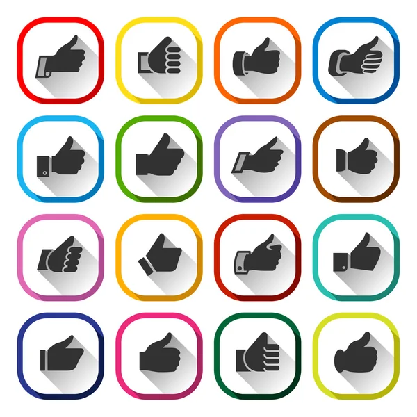 Thumbs up, set white buttons — Stock Vector
