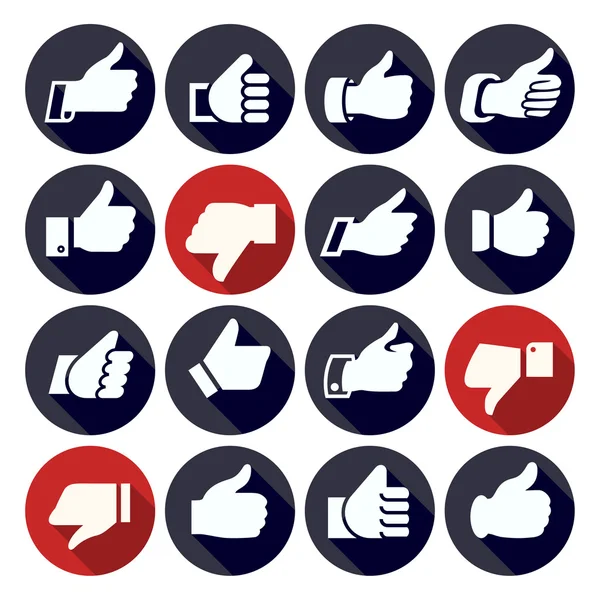 Thumbs up, set icons on buttons — Stock Vector