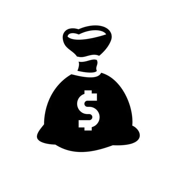 Pénz fekete táska ikonra — Stock Vector