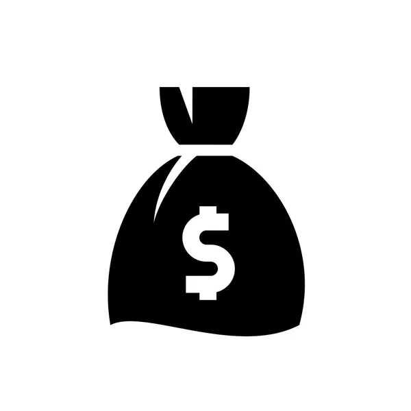 Money bag black icon — Stock Vector