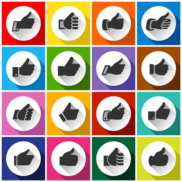 Thumbs up, white round buttons — Stock Vector