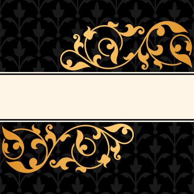 Siyah arka plan ile altın antika süsleme.