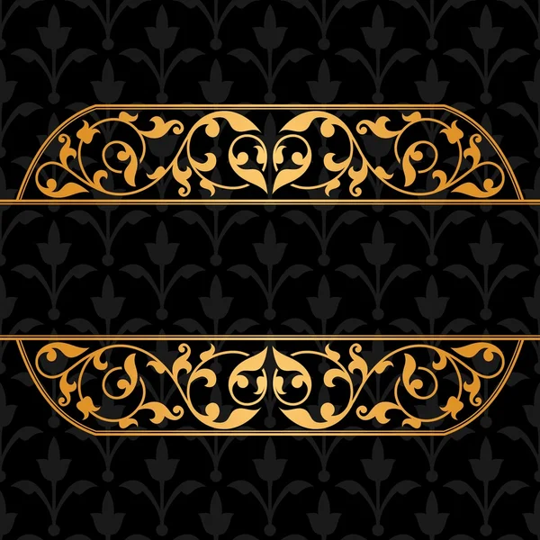 Fondo negro con adorno vintage de oro . — Vector de stock