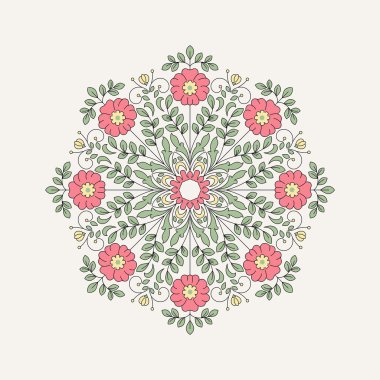 Vintage yuvarlak çiçek tasarımı için.