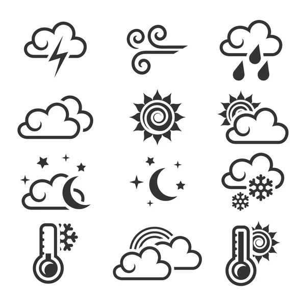 Set di icone meteo. Illustrazione Stock