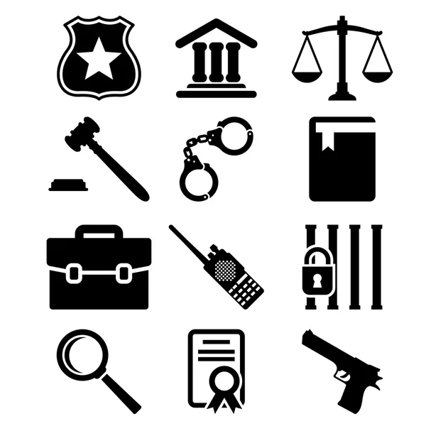 Recht en rechtvaardigheid icons set. — Stockvector