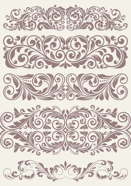 Set vintage ornate borders. — Stock Vector