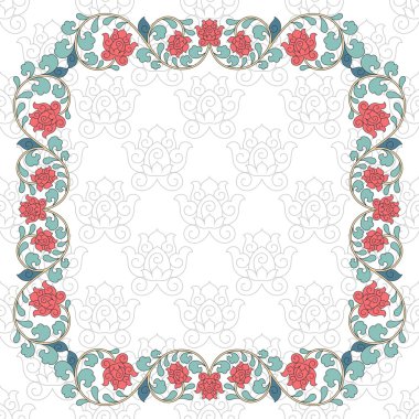 Vintage tarzı çiçek oryantal desenli.