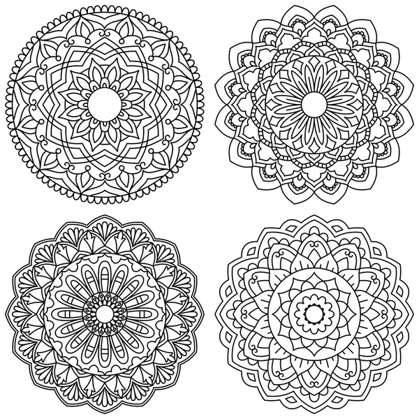 Набор этнических круглых орнаментов. Мандала . — стоковый вектор