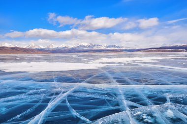 Transparent ice large mountain lake  clipart