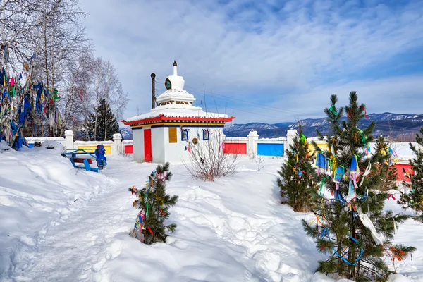 TUNKINSKY DISTRICT ,BURYATIA ,RUSSIA - March,09,2016: Stupa " Dashi Goman " in Tibetan language means "A lot of doors of happiness — Stock Photo, Image