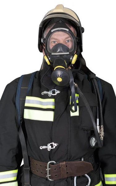 Portrait of a firefighter in breathing apparatus — Stock Photo, Image