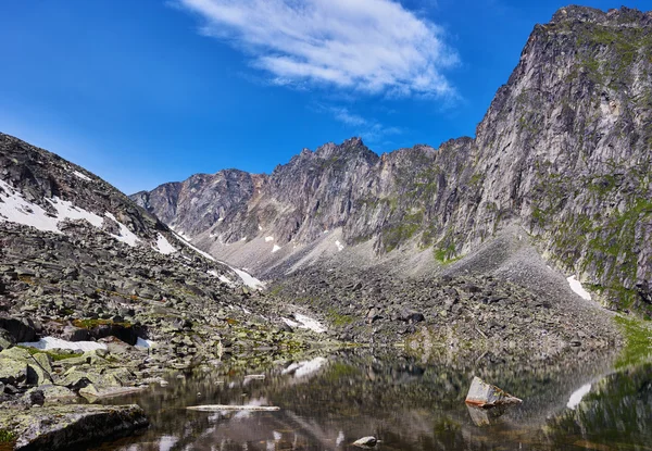 Edge clean lake at the mountain wall — Stock Photo, Image