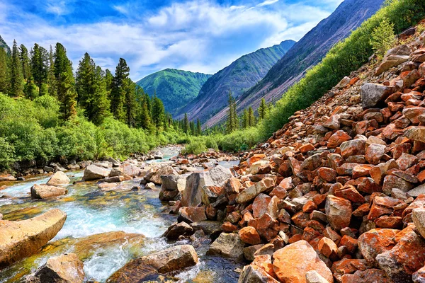 Dağ eteğindeki taş yığını yamaç büyük parçaları — Stok fotoğraf