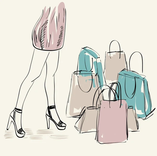 Mujer con compras — Archivo Imágenes Vectoriales