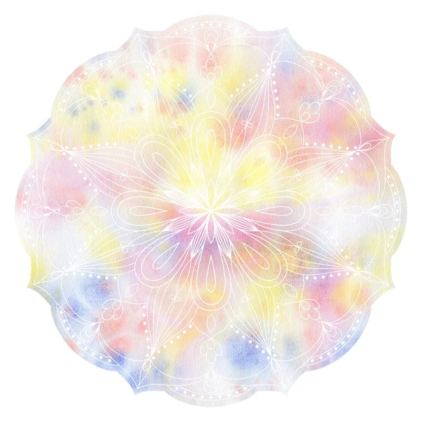 Mandala färgstark akvarell. — Stockfoto