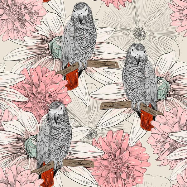 parrot. Seamless pattern
