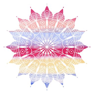 Mandala renkli suluboya.