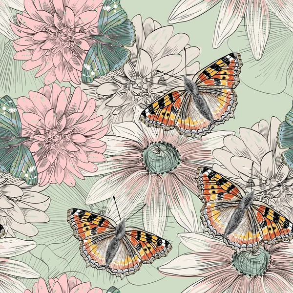 Butterfly ' and ' bloemen — Stockvector