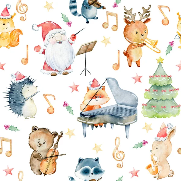 Watercolor christmas pattern. — Stock Photo, Image