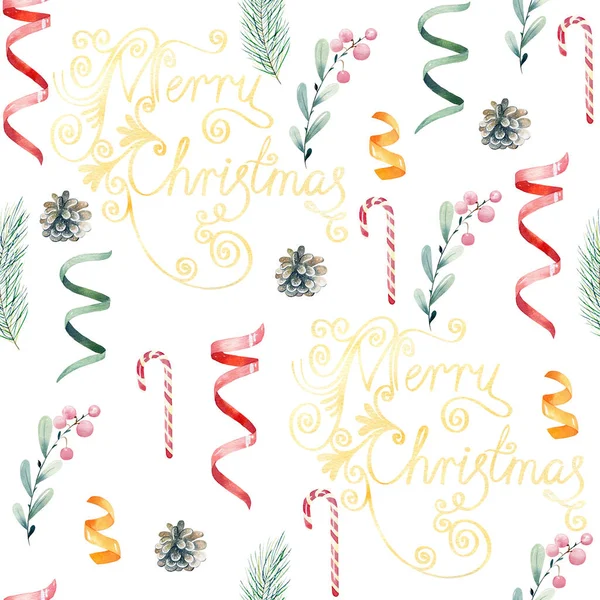 Watercolor christmas pattern. — Stock Photo, Image