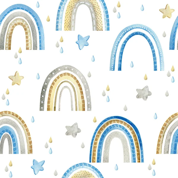 Seamless pattern with blue rainbows. — Stock Photo, Image