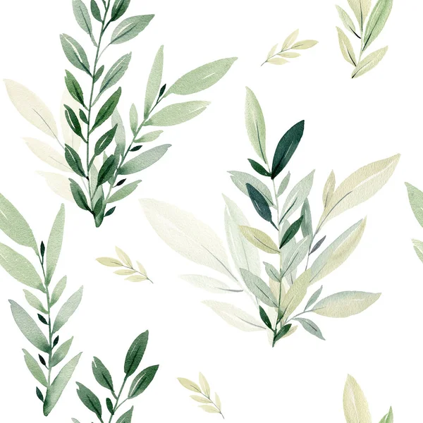 Watercolor seamless pattern with leaves. — Stock Photo, Image