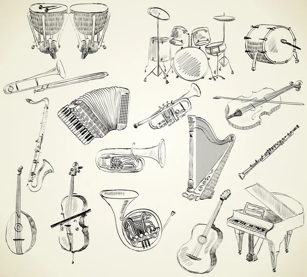 Muziekinstrumenten — Stockvector