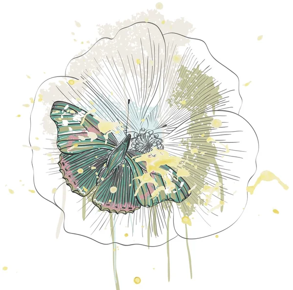 Farfalla e fiore — Vettoriale Stock