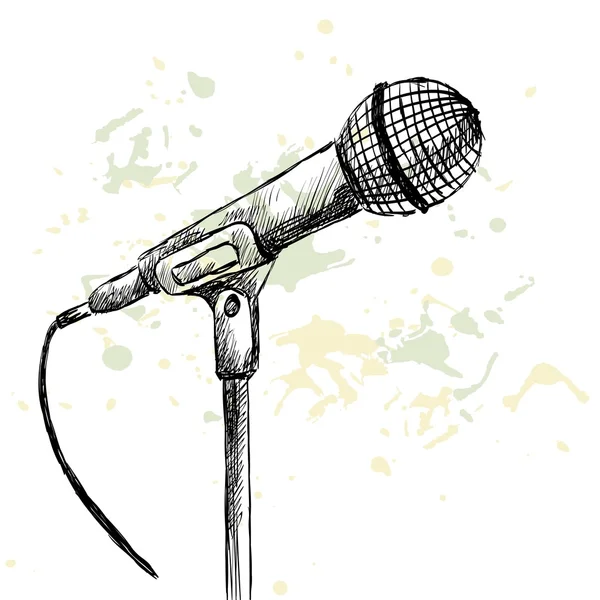 Sketch microphone. — Stock Vector