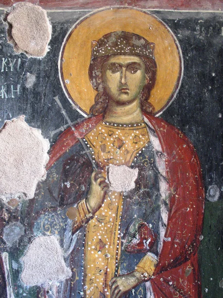 クレタ島のギリシャの修道院をフレスコします。 ストックフォト