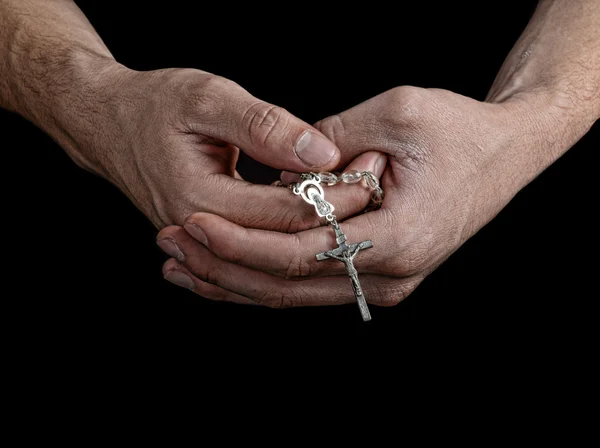 Uomo che tiene il Rosario — Foto Stock