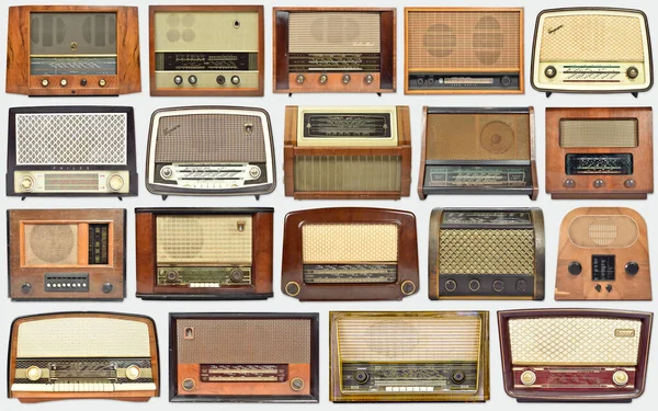 立陶宛维尔纽斯 2020年11月21日 收集老式收音机 复古音响设备背景 — 图库照片