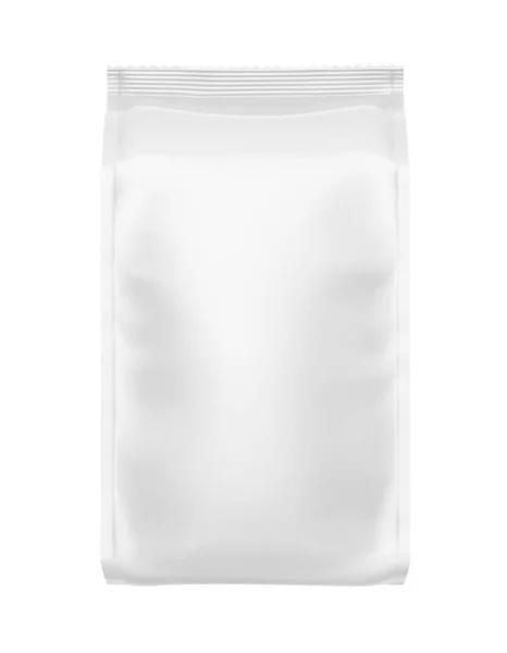 Saco Alimento Branco Branco Isolado Fundo Branco Sem Marca Embalagem — Fotografia de Stock