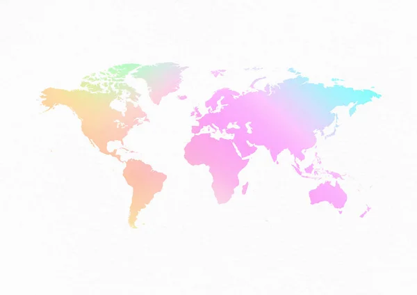 Pastel Colored World Map Isolated White Paper Background — Stock Photo, Image