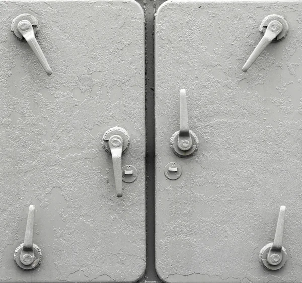 Detail of metal ship doors — Stock Photo, Image