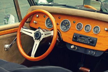 Vintage car interior clipart