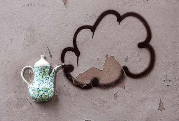 Decorative teapot on the wall — Stock Photo, Image