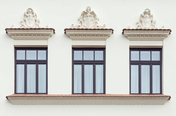 Three decorated palace windows — Stock Photo, Image