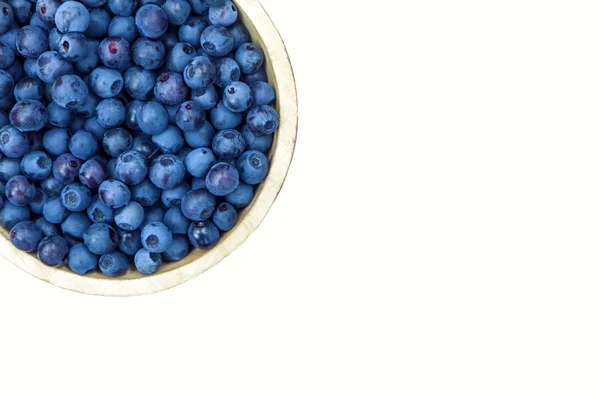 Bowl of blueberries isolated on white — Stock Photo, Image