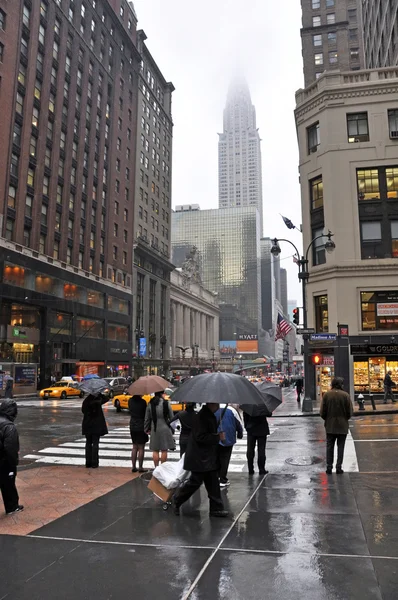 Wet Afternoon on the Corner of Madison & 42nd Street — Φωτογραφία Αρχείου